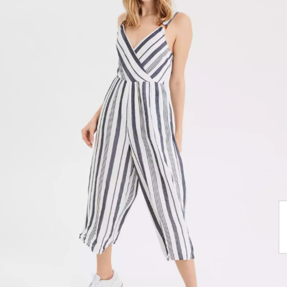 🌷 wrap playsuit jumpsuit stripe American Eagle